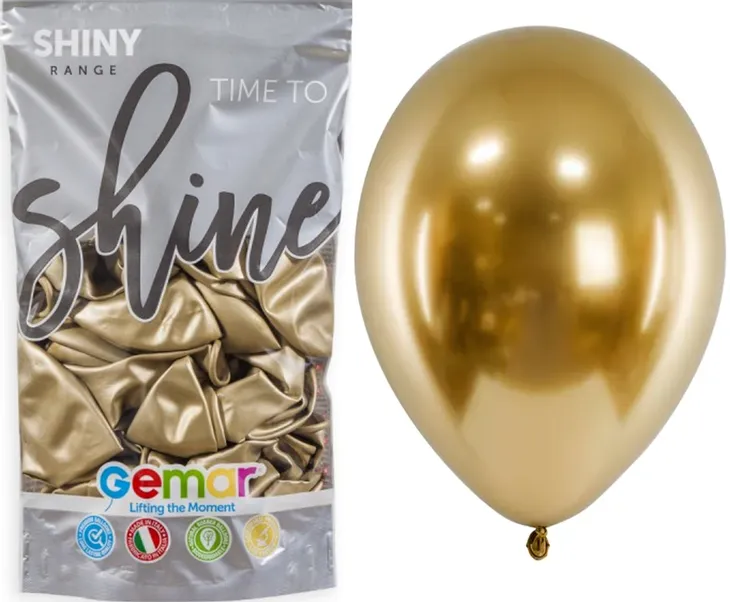 BALONY Shiny ZŁOTE 33cm 13” 50szt GEMAR Lateksowe Profesional Chrom #088