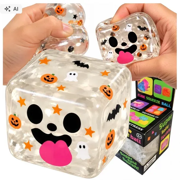 Gniotek Halloweenowy Kostka antystresowa do ściskania Gniotki na halloween