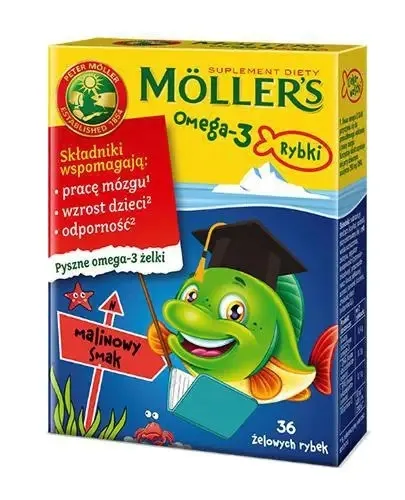 Mollers Omega-3 Rybki o smaku malinowym 36 sztuk