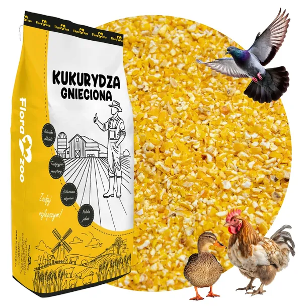 KUKURYDZA GNIECIONA PASZA KARMA DROBNA ZIARNO DLA DROBIU KUR KACZEK GOŁĘBI