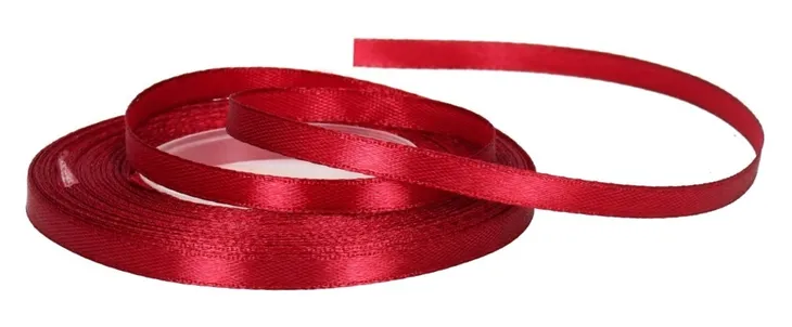 WSTĄŻKA TASIEMKA SATYNOWA BORDOWA 6MM 32M