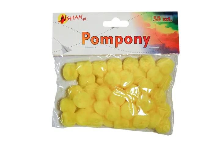 Pompony kolorowe żółte 50 szt Shan SP11