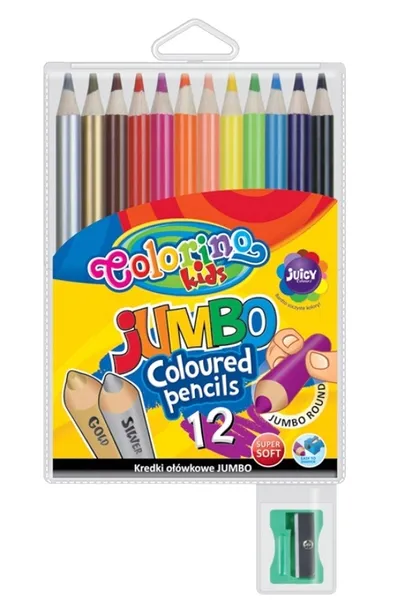Kredki ołówkowe okrągłe Jumbo 12 kolorów Colorino