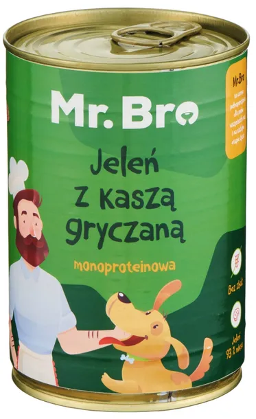 Mr. Bro Jeleń z Kaszą Gryczaną Monoproteinowa karma mokra dla psa 400g