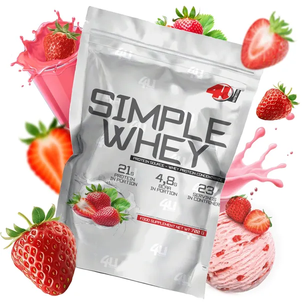 WPC BIAŁKO SERWATKOWE 100% Odżywka Białkowa 700g Simple Whey 4U Nutrition