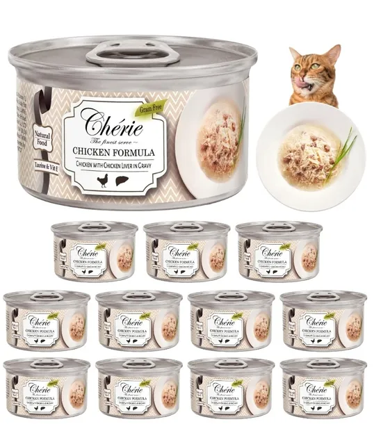 Pettric Cherie kurczak z wątróbką w sosie mokra karma dla kota 12x 80g