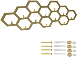 wieszak-metalowy-na-ubrania-3d-hex-plastry-miodu-zloty-60-cm