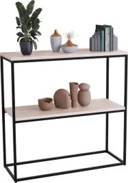 konsola-podwojna-z-polka-przedpokoj-loft-80x30h80-czarna-blat-dab-sonoma