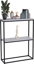 konsola-podwojna-z-polka-przedpokoj-loft-60x20h80-czarna-blat-bialy-polysk