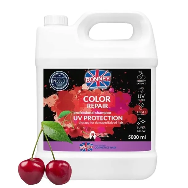 RONNEY COLOR REPAIR SZAMPON DO WŁOSÓW FARBOWANYCH WIŚNIOWY OCHRONA UV 5 L
