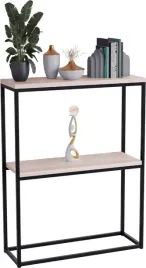konsola-podwojna-z-polka-przedpokoj-loft-60x20h80-czarna-blat-dab-sonoma
