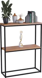konsola-podwojna-z-polka-przedpokoj-loft-60x20h80-czarna-blat-dab-lancelot