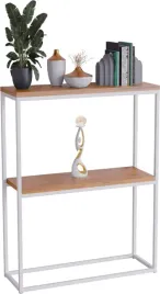 konsola-podwojna-z-polka-przedpokoj-loft-60x20h80-biala-blat-dab-lancelot