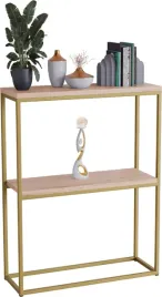 konsola-podwojna-z-polka-przedpokoj-loft-60x20x80-zlota-blat-dab-artisan