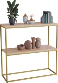 konsola-podwojna-z-polka-przedpokoj-loft-80x30h80-zlota-dab-artisan