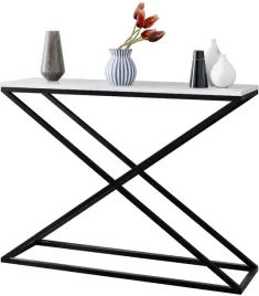 loftowa-konsola-x-przedpokoj-metal-110x30x80-czarna-bialy-polysk