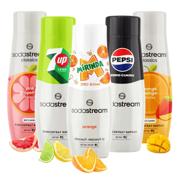 5x SYROP SODASTREAM ZESTAW BEZ CUKRU PEPSI MAX, MIRINDA ZERO, 7UP ZERO SOK