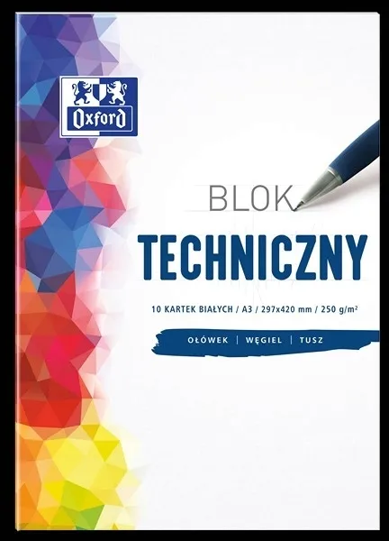 OXFORD BLOK TECHNICZNY A3 10 Kartek 250G BIAŁY