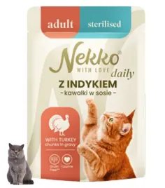 nekko-daily-saszetka-dla-kota-adult-sterilised-indyk-kawalki-w-sosie-85g