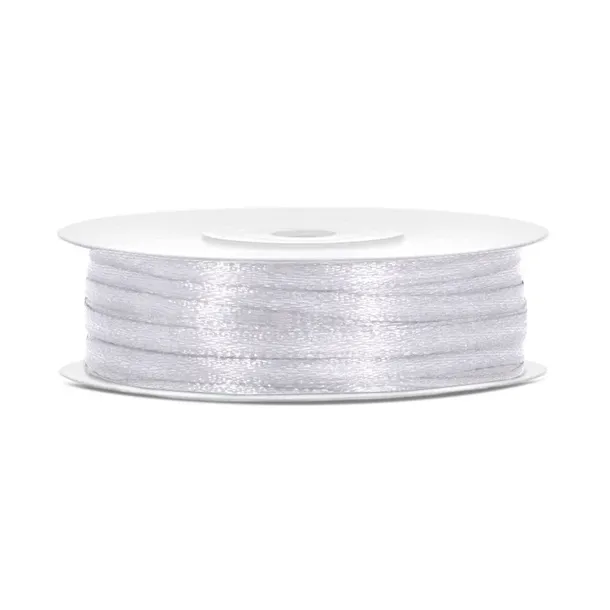Wstążka satynowa 3 mm/50 m Biała Party Deco