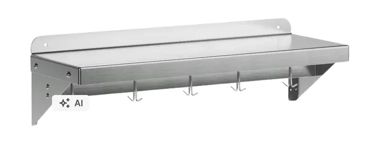 PÓŁKA WISZĄCA DO KUCHNI NA KONSOLACH 900x300x200 mm STAL NIERDZEWNA SZRON