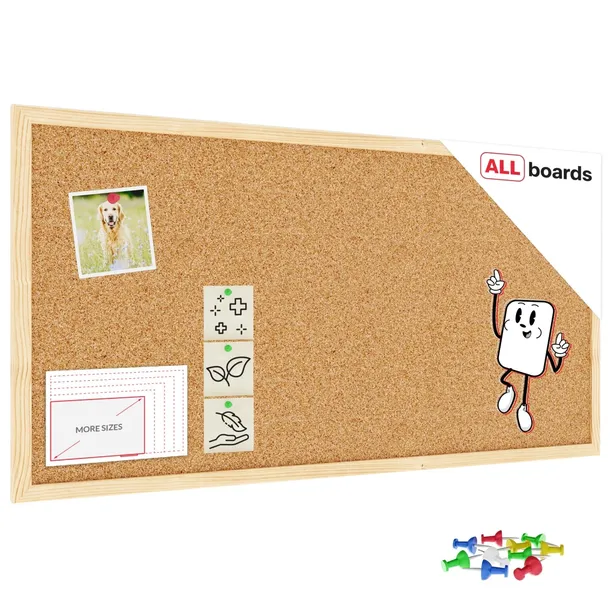 Tablica korkowa (rama drewniana) 80x40 cm + GRATIS