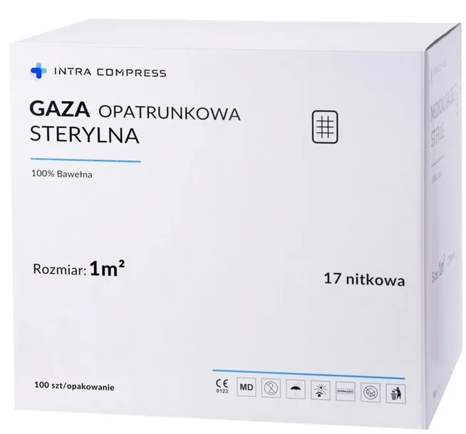 Gaza jałowa opatrunkowa 1m2 bawełniana 17-nitek 1 sztuka