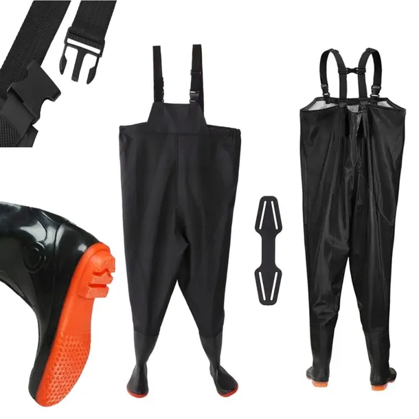 WODERY WĘDKARSKIE SPODNIOBUTY ANTYPOŚLIZGOWE PVC SZELKI ROZMIAR 48 290239