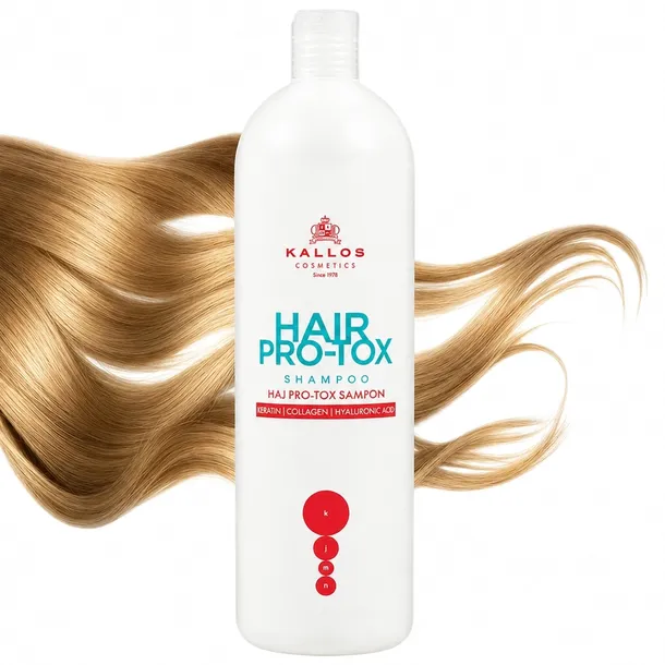 KALLOS HAIR PRO-TOX SZAMPON DO WŁOSÓW Z KWASEM HIALURONOWYM KERATYNĄ 1000ML