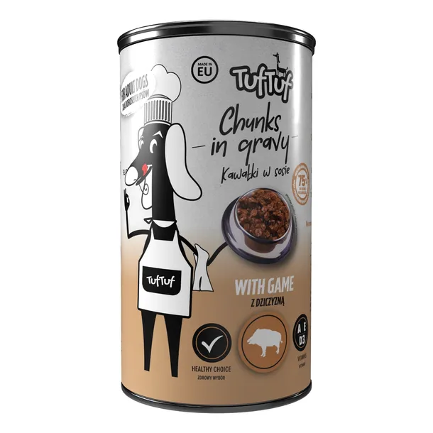 TufTuf mokra karma dla psa Dziczyzna puszka 1250g kawałki w sosie