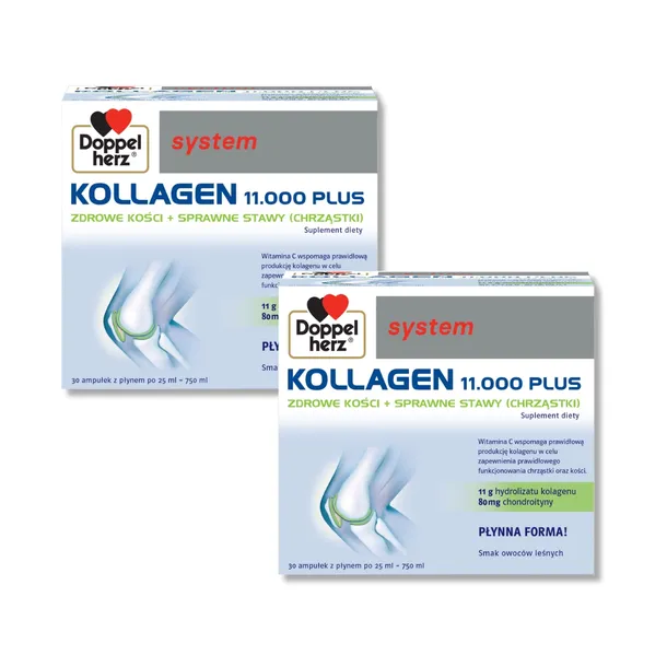 2x Doppelherz® system KOLLAGEN 11.000 PLUS, 2x30 ampułek ZESTAW