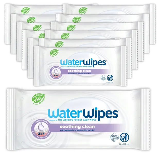 WaterWipes Chusteczki Nawilżane 99% Wody 720 szt Miesięczny Zestaw 12x60szt
