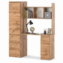 biurko-szkolne-komputerowe-140-cm-dla-dziecka-z-nadstawka-3-szuflady-dab