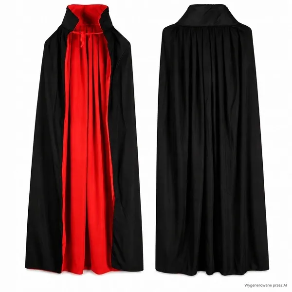 PELERYNA DWUSTRONNA CZARNO-CZERWONA WAMPIRA STRÓJ 120 CM HALLOWEEN