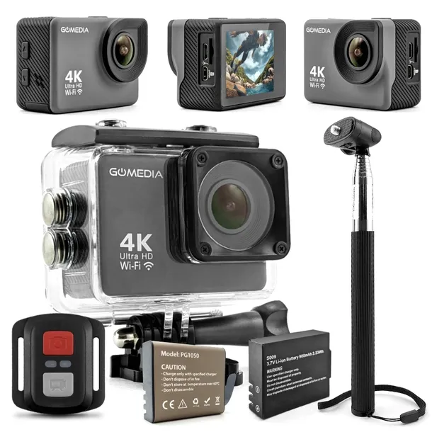 Kamera Sportowa 4K UHD 30FPS WiFi HDMI Pilot Wodoodporna 2 Baterie Monopod