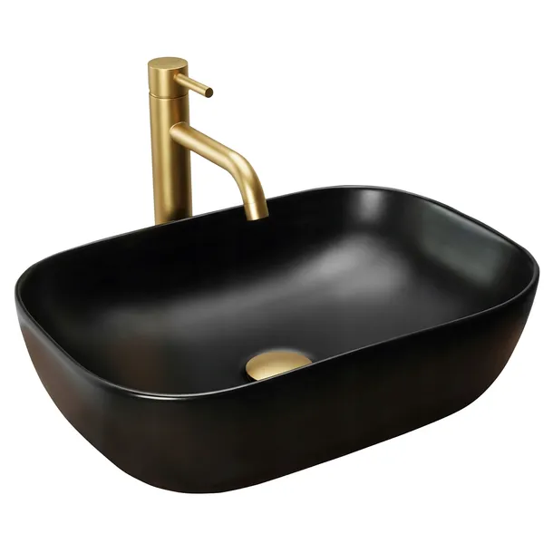 UMYWALKA NABLATOWA OWALNA GŁĘBOKA CZARNA HESTIA BLACK MAT 46x32,5 cm BASARO