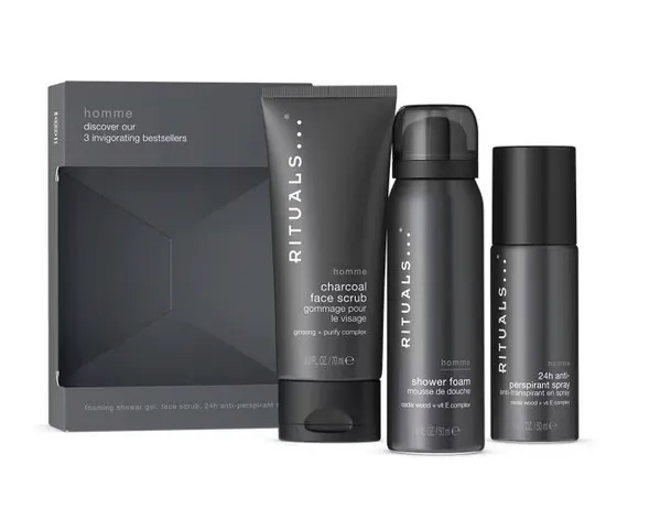 Rituals Homme Zestaw Pianka 50ml Antyperspirant 50ml Peeling 70ml