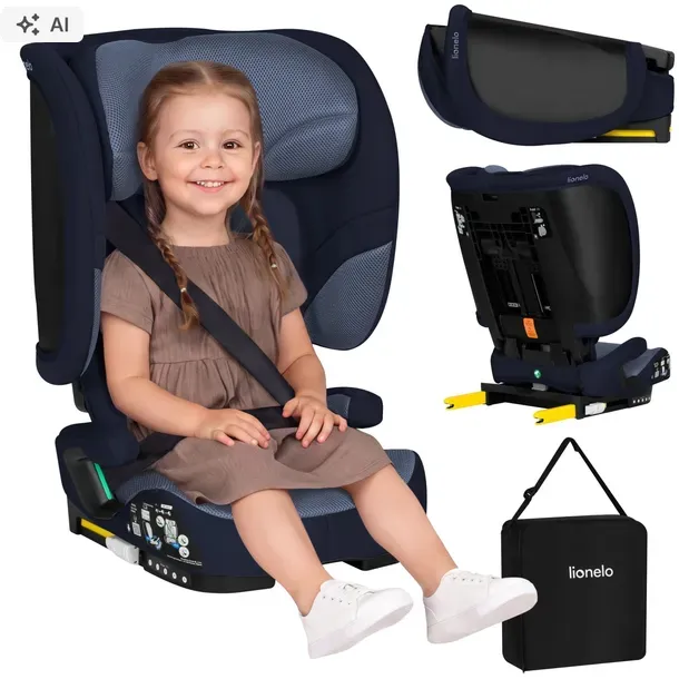 Fotelik samochodowy SKŁADANY 100-150cm ISOFIX 15-36kg SZEROKI Lionelo Orin