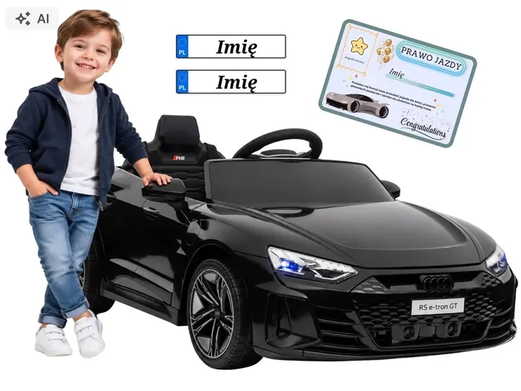 Auto na akumulator pilot skóra EVA 4 MOCNE silniki AUDI RS Etron GT czarny