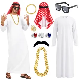 przebranie-szejka-arabskiego-bialy-komplet-szata-chusta-broda-okulary