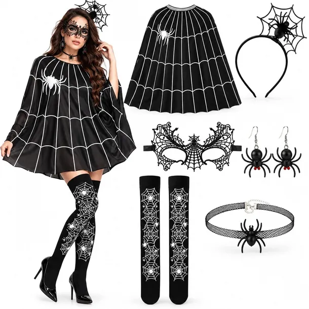 STRÓJ PAJĄK DAMSKI HALLOWEEN KOSTIUM KOBIETA PAJĘCZYNA PRZEBRANIE S-L