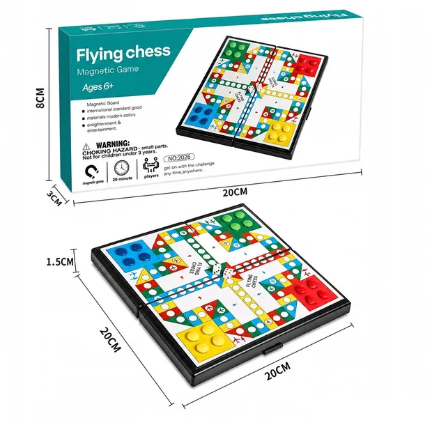 GRA PLANSZOWA CHIŃCZYK MAGNETYCZNY SKŁADANY 20X20 CM 4 GRACZY 6+