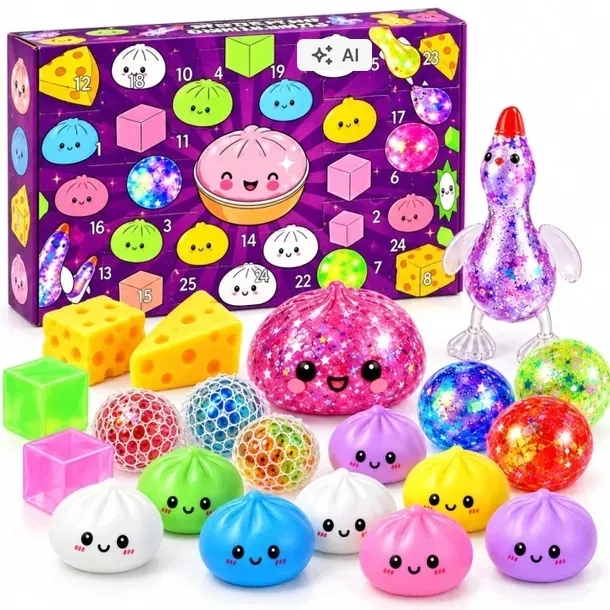 Kalendarz Adwentowy Gniotki Squishy 24 Dniowy Zestaw Prezent Świąteczny