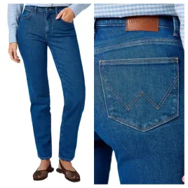 damskie-jeansy-wrangler-straight-genuine-wear-niebieskie-proste-w28-l30