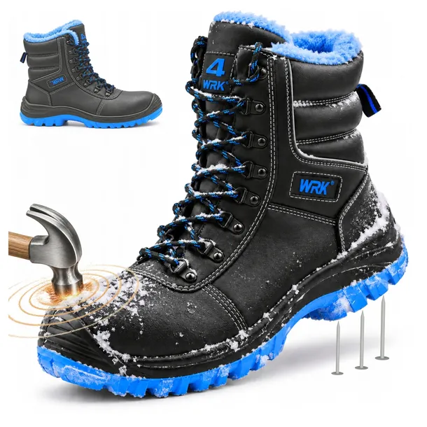 Wysokie Buty Zimowe robocze S3 męskie Ocieplane Wodoodporne z Noskiem 44