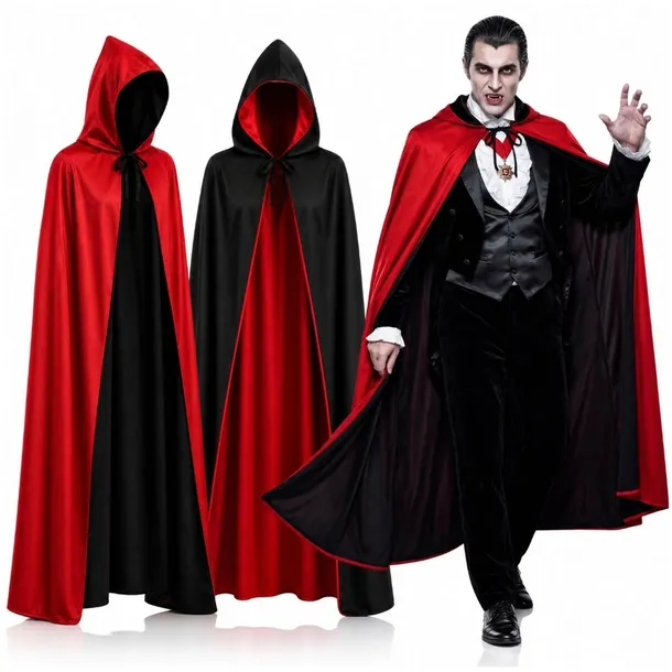 Strój Przebranie Kostium Halloween Peleryna Dwustronna Wampira Drakula 175