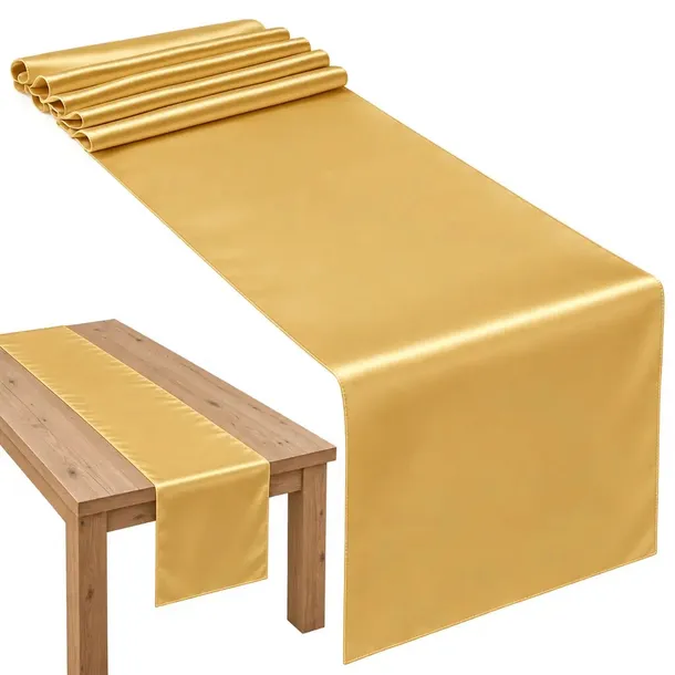 Bieżnik szarfa satynowa na stół 36x900 cm złoty 9 m dekoracja