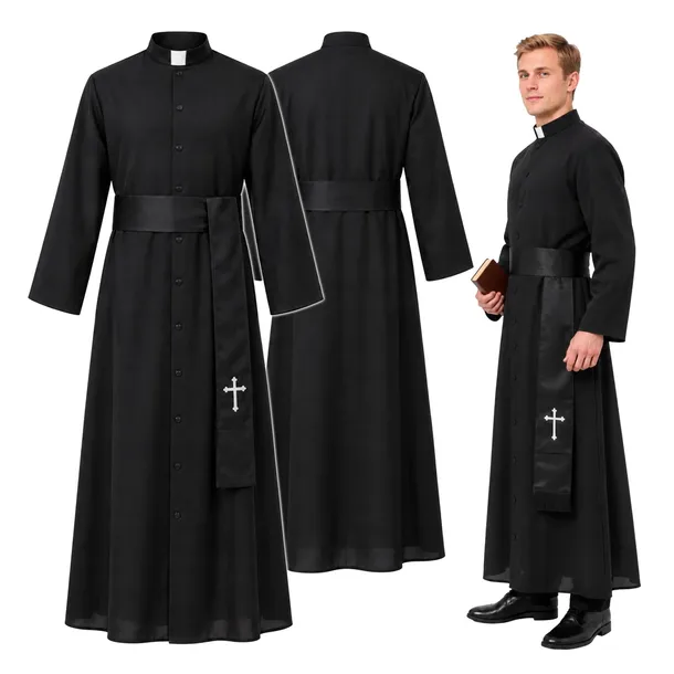 STRÓJ PRZEBRANIE KSIĘDZA NA HALLOWEEN KARNAWAŁ KOSTIUM SUTANNA KSIĘDZA XL