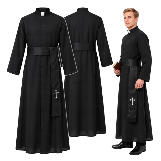 STRÓJ PRZEBRANIE KSIĘDZA NA HALLOWEEN KARNAWAŁ KOSTIUM SUTANNA KSIĘDZA XL