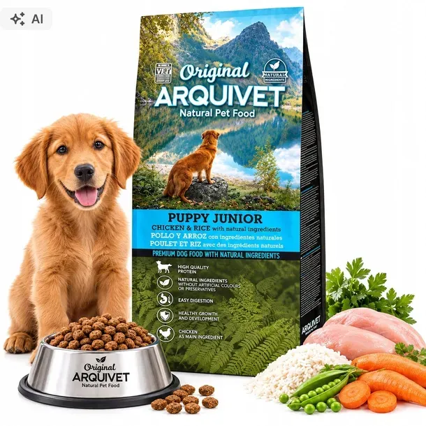 ARQUIVET Junior sucha karma dla Szczeniąt KURCZAK z Ryżem 12kg + GRATIS